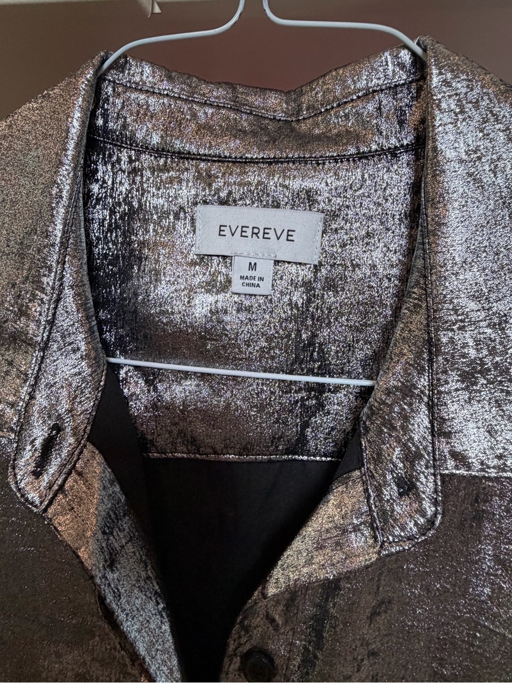 Evereve Metallic Button-Front Shirt - Silver - Picture 2 of 2